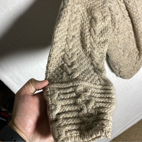 Highland Home Industries British Wool Cardigan Sweater Oatmeal Speckle Size‎ L - Picture 6 of 9